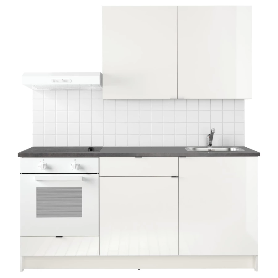 Кухонная комбинация для хранения - KNOXHULT IKEA/ КНОКСХУЛЬТ ИКЕА, 180x61x220 см, белый/серый (изображение №2)