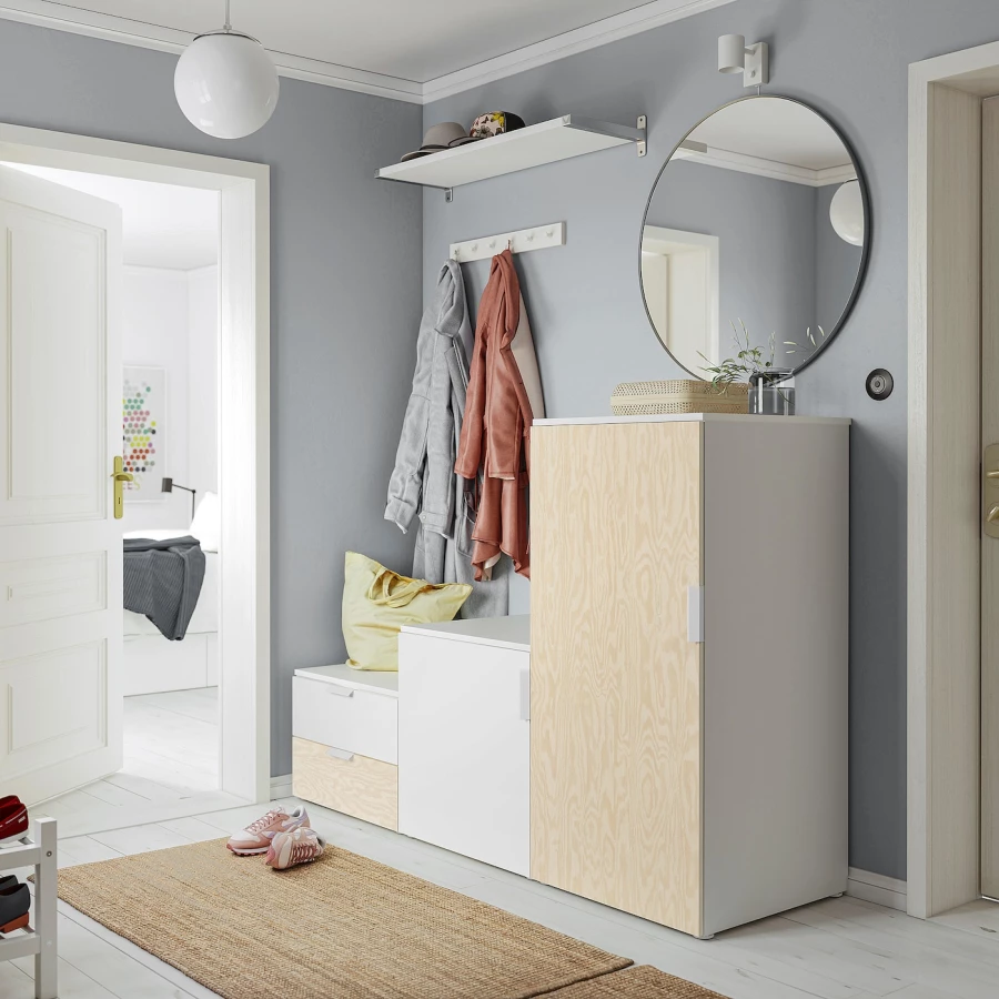 Шкаф - PLATSA IKEA/ ПЛАТСА ИКЕА, 123х180 см, белый/под беленый дуб (изображение №2)