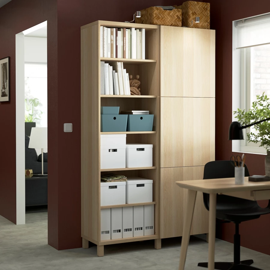 Книжный шкаф с дверцей - IKEA BESTA, 120x42x202 см, коричневый, БЕСТА ИКЕА (изображение №3)
