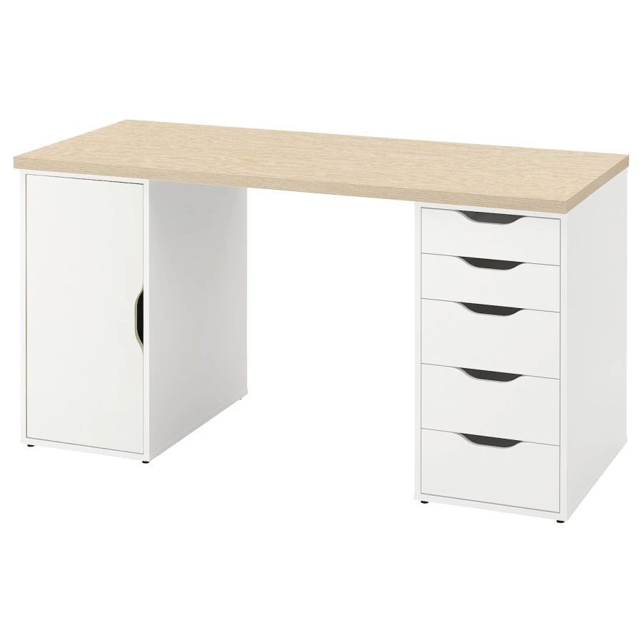 Письменный стол с ящиками - IKEA ALEX/АЛЕКС ИКЕА, 140x60 см, сосна/белый (изображение №1)