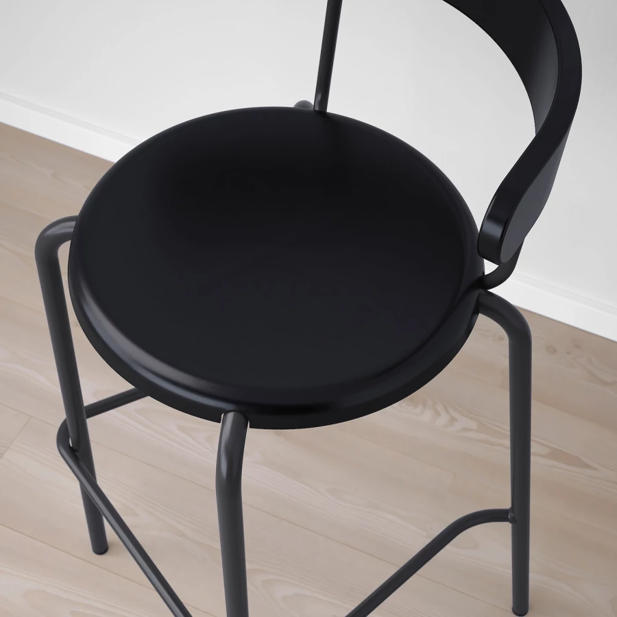 Барный стул - YNGVAR IKEA/ ИНГВАР ИКЕА, 99х53х51 см, черный (изображение №9)