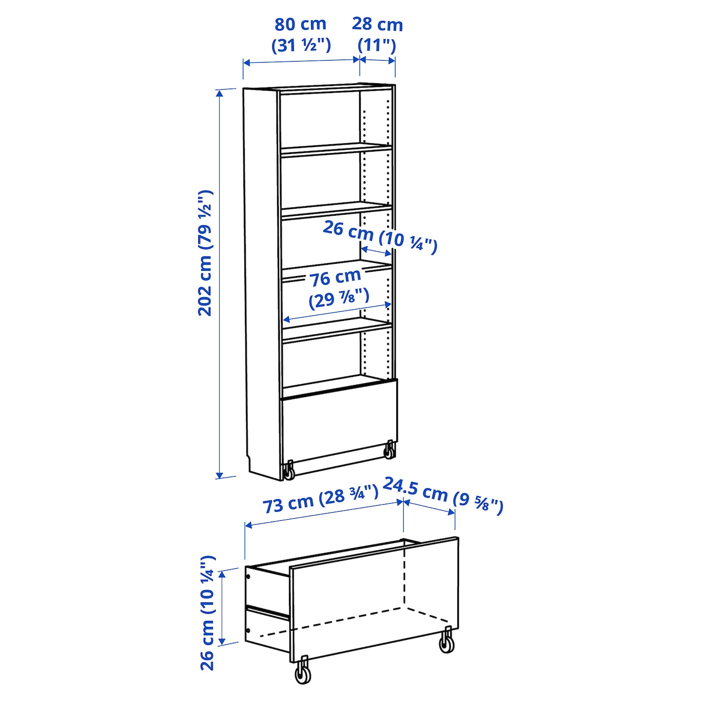 Ikea bookcase dimensions discount