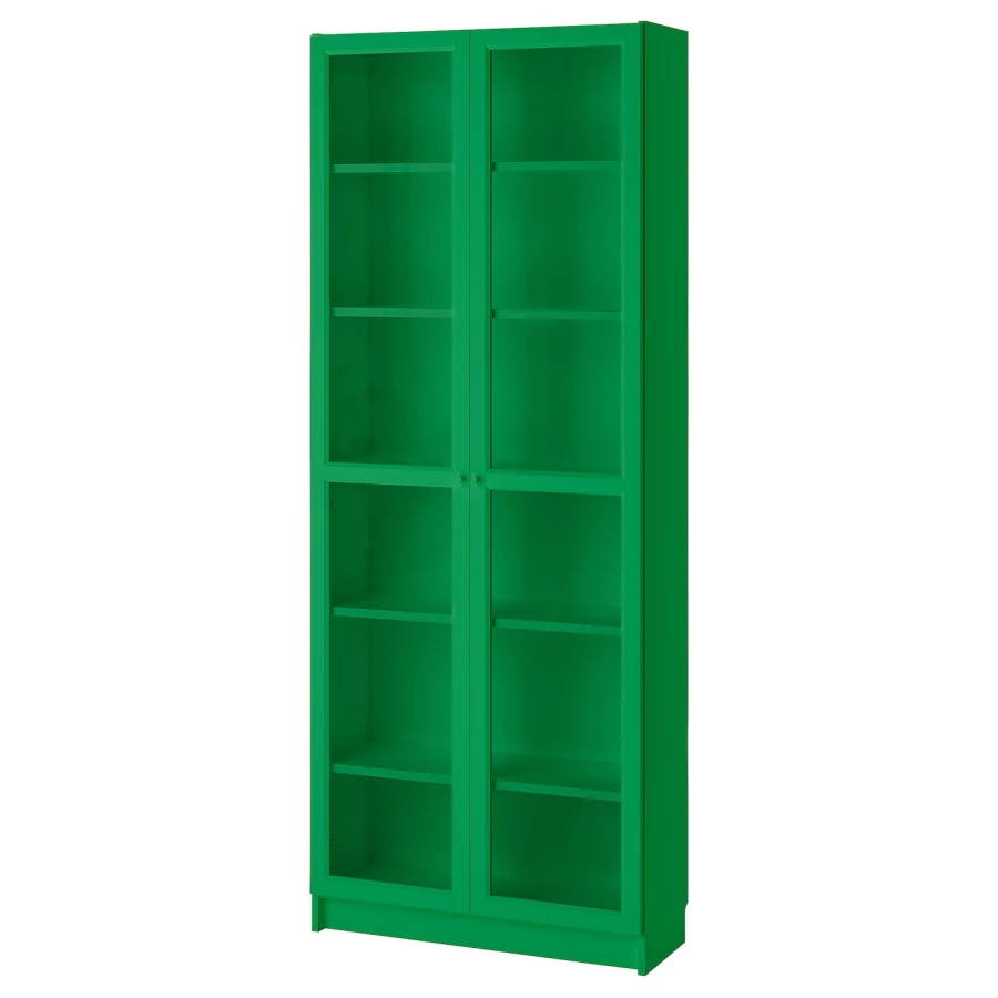 Шкаф-витрина - BILLY / OXBERG IKEA/ БИЛЛИ/ОКСБЕРГ ИКЕА, 202х80 см,зеленый (изображение №1)