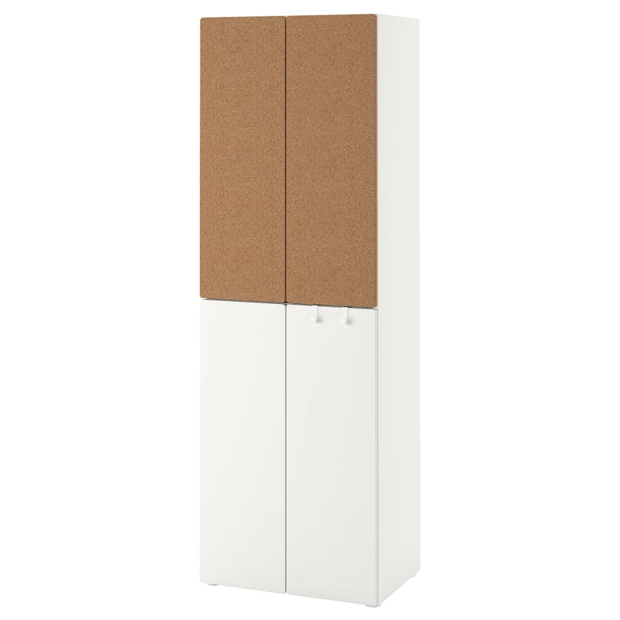 Шкаф детский - IKEA PLATSA/SMÅSTAD/SMASTAD, 60x40x180 см, белый/коричневый, ИКЕА (изображение №1)