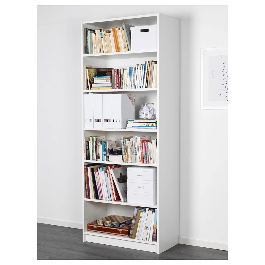 Открытый книжный шкаф - BILLY IKEA/БИЛЛИ ИКЕА, 40х80х202 см, белый (изображение №2)