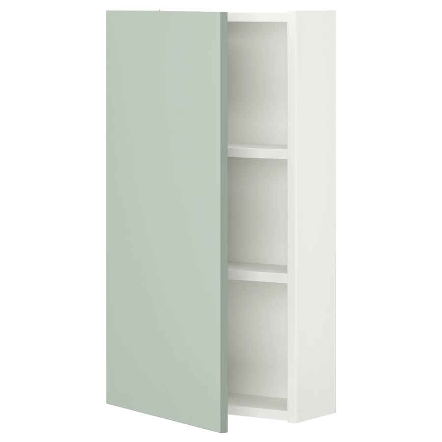 Навесной шкаф с 2 полками/дверью - IKEA ENHET/ЭНХЕТ ИКЕА, 75х17х40 см, белый/зеленый (изображение №1)
