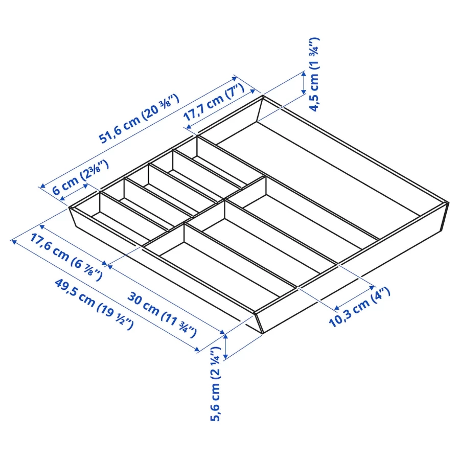 Лоток для столовых приборов - IKEA UPPDATERA, 52х50 см, бамбук, УППДАТЕРА ИКЕА (изображение №4)