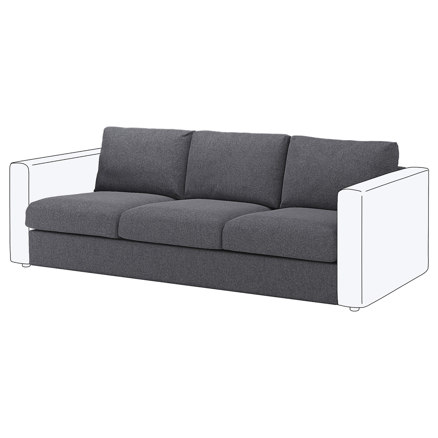 Чехол для 3-местной секции дивана - IKEA VIMLE/ВИМЛЕ ИКЕА , серый