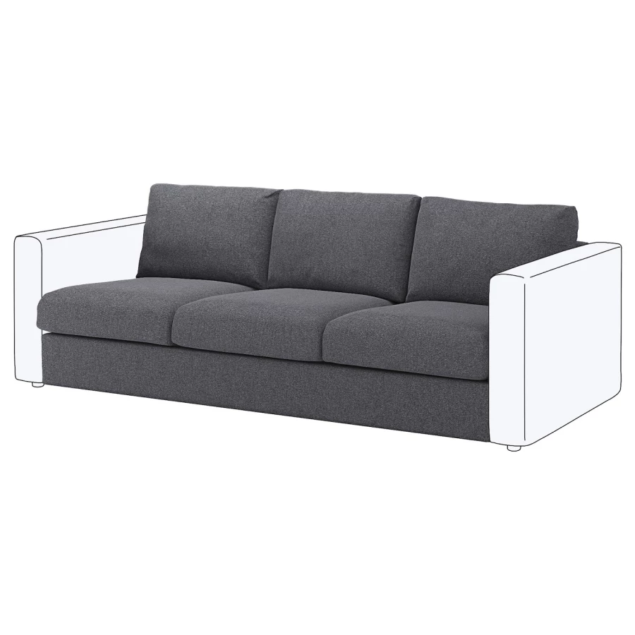 Чехол для 3-местной секции дивана - IKEA VIMLE/ВИМЛЕ ИКЕА , серый (изображение №1)