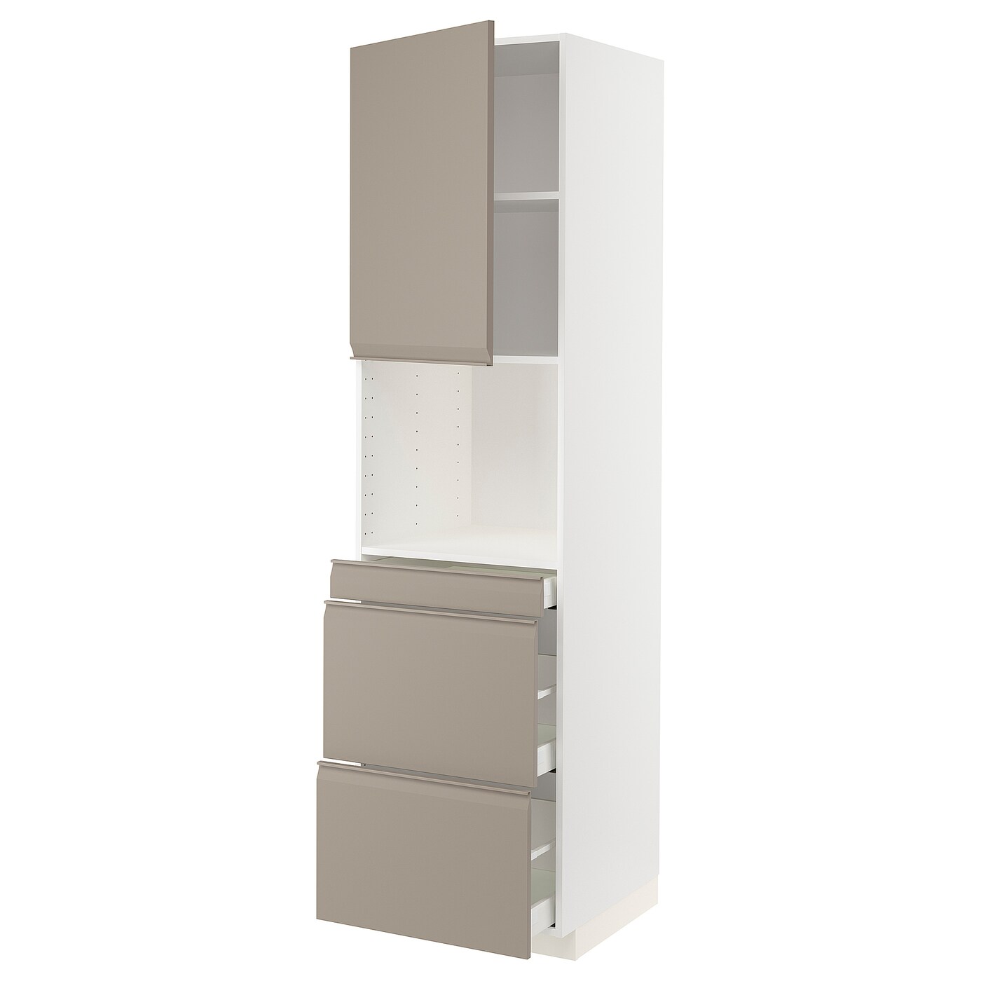 Высокий шкаф с ящиками - IKEA METOD/MAXIMERA/МЕТОД/МАКСИМЕРА ИКЕА, 220х60х60 см, белый/бежевый