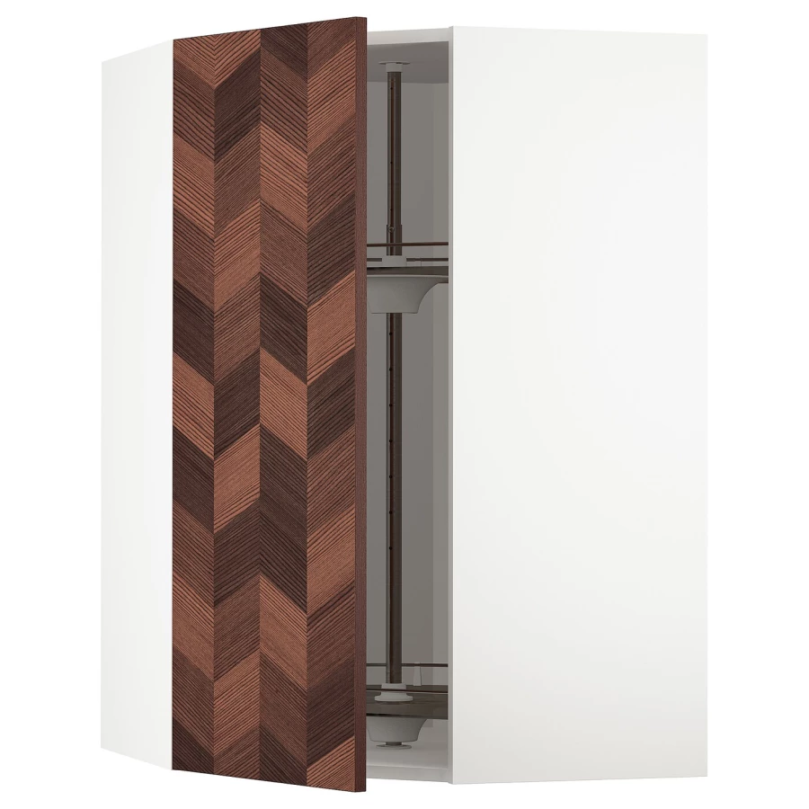 Угловой навесной шкаф с каруселью - METOD / MAXIMERA IKEA/  МЕТОД/МАКСИМЕРА ИКЕА, 10х67,5 см, белый/коричневый (изображение №1)