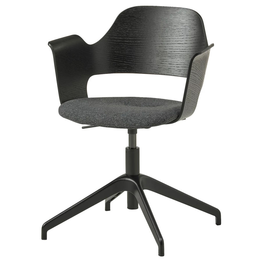 Конференц-стул на колесиках - IKEA FJÄLLBERGET/FJALLBERGET/ФЬЕЛЬБЕРГЕТ ИКЕА, 67х86х67 см, черный/темно-серый (изображение №1)