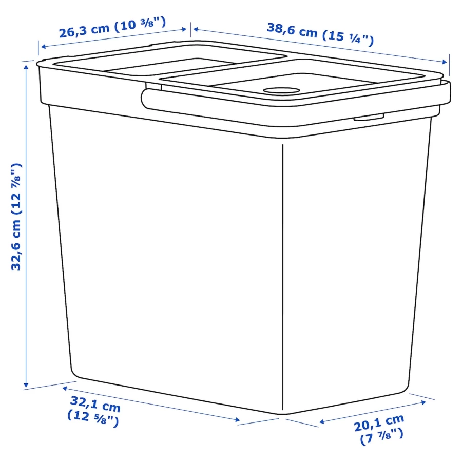 Контейнер для сортировки мусора - IKEA HÅLLBAR/HALLBAR, 22л, белый, ХОЛЛБАР ИКЕА (изображение №7)