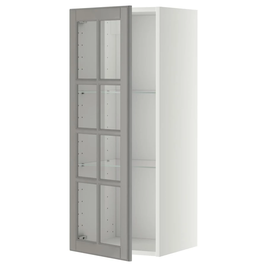 Шкаф со стеклянными дверцами  - METOD  IKEA/  МЕТОД ИКЕА, 100х40 см, белый/серый (изображение №1)