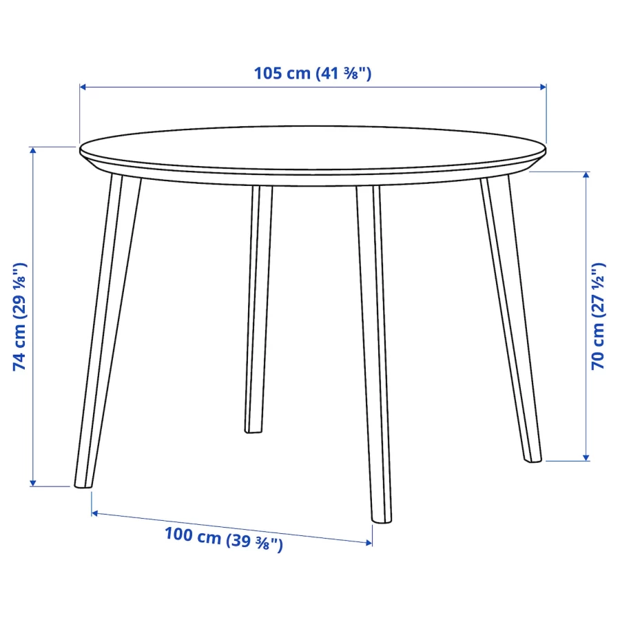 Стол круглый - IKEA LISABO, 105х74 см, коричневый, ЛИСАБО ИКЕА (изображение №5)