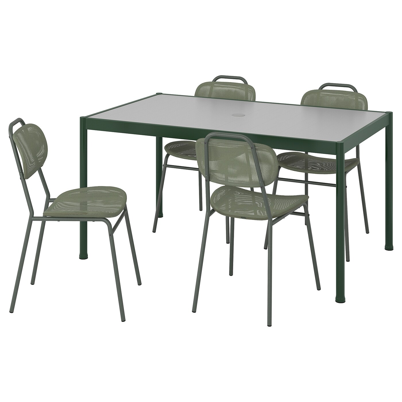 Стол и 4 стула - SEGERÖN / ENSHOLM / SEGERОN IKEA/ СЕГЕРОН/ ЭНШОЛЬН ИКЕА,  147см, зеленый