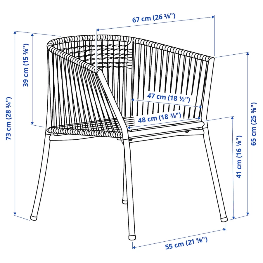 Стул с подлокотникам - IKEA SEGERÖN/SEGERON, 73x63х67 см, белый, СЕГЕРОН ИКЕА (изображение №6)