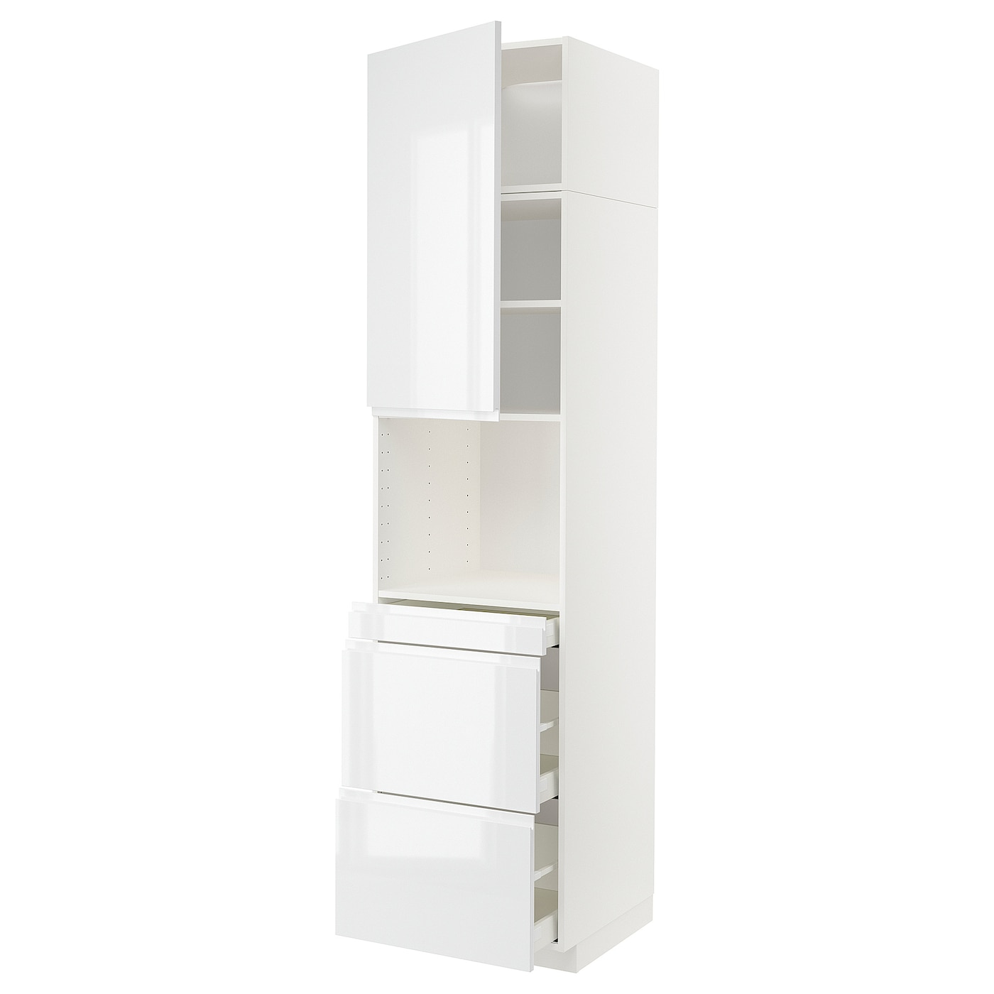 Высокий шкаф - IKEA METOD/MAXIMERA/МЕТОД/МАКСИМЕРА ИКЕА, 240х60х60 см, белый глянцевый