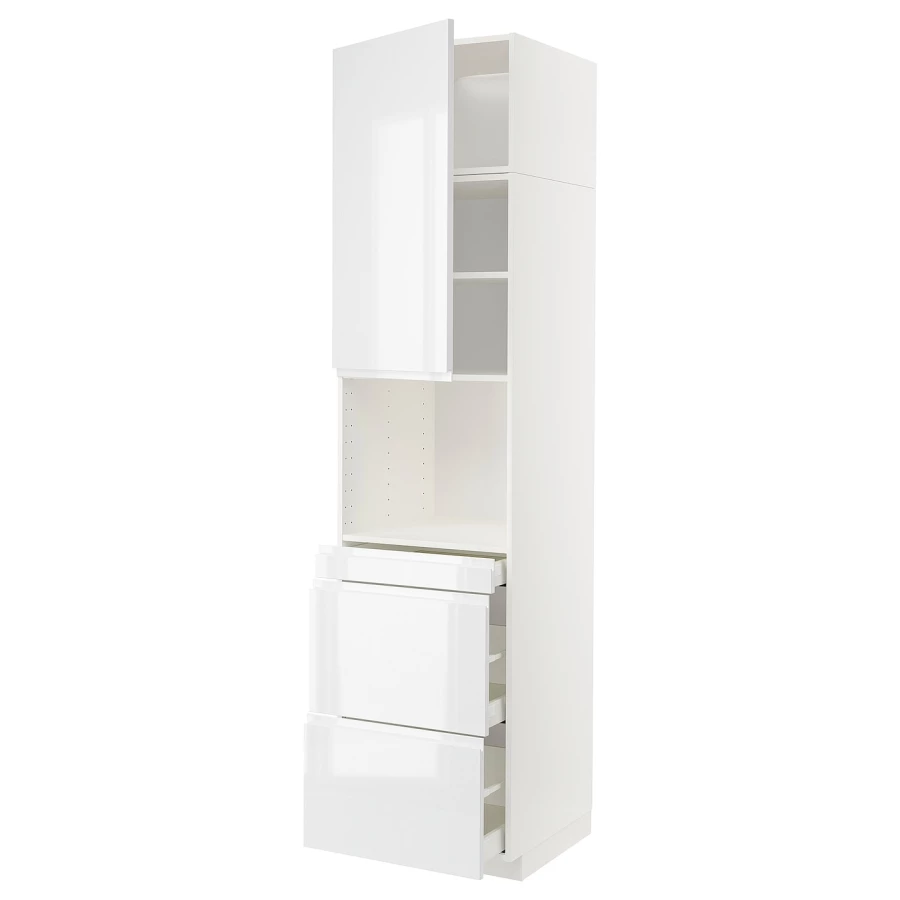 Высокий шкаф - IKEA METOD/MAXIMERA/МЕТОД/МАКСИМЕРА ИКЕА, 240х60х60 см, белый глянцевый (изображение №1)