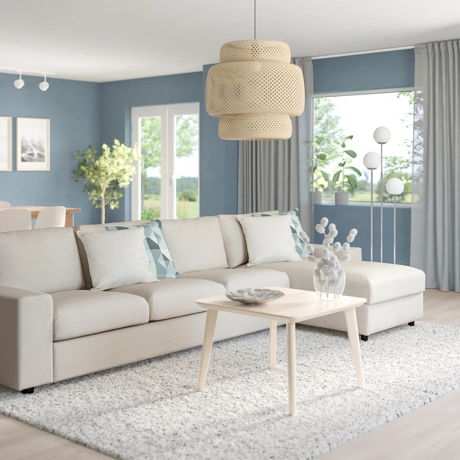 Угловой 4-местный диван с шезлонгом - IKEA VIMLE/ВИМЛЕ ИКЕА, 336/164х125х68 см, бежевый (изображение №2)