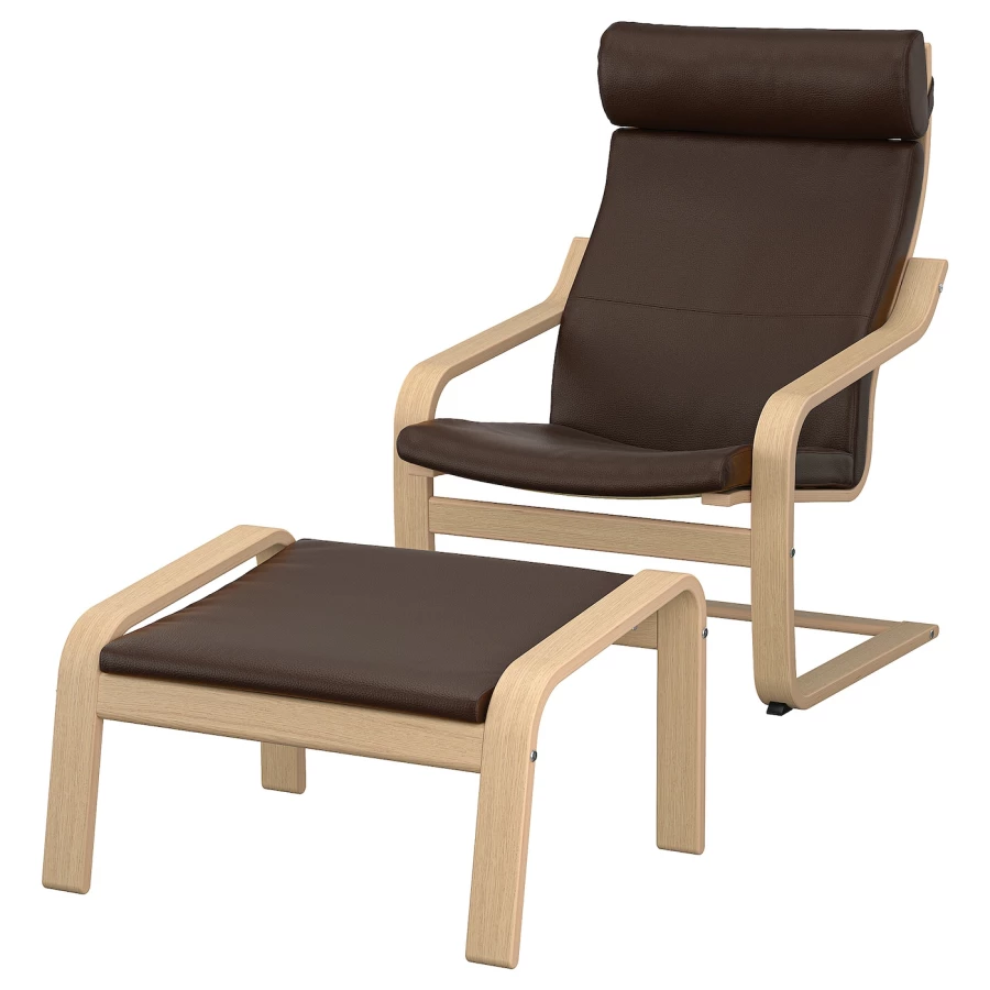 Кресло/табурет для ног - POÄNG / POАNG  IKEA/ ПОЭНГ ИКЕА,  72х66х7 см , коричневый (изображение №1)