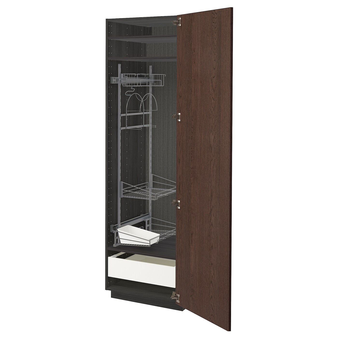 Высокий шкаф/бытовой - IKEA METOD/MAXIMERA/МЕТОД/МАКСИМЕРА ИКЕА, 200х60х60 см, коричневый
