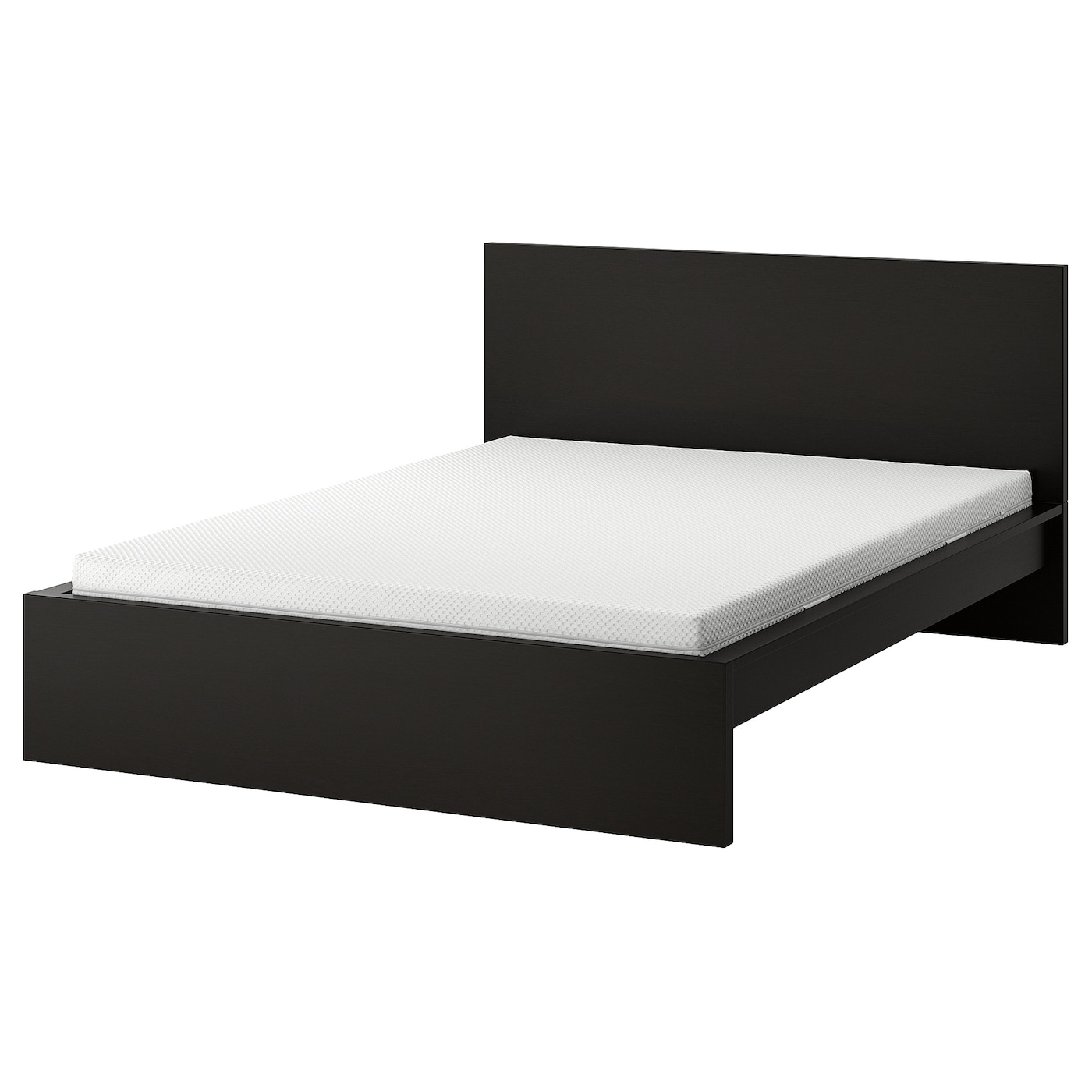 Кровать - IKEA MALM, 200х140 см, жесткий матрас,  черный, МАЛЬМ ИКЕА