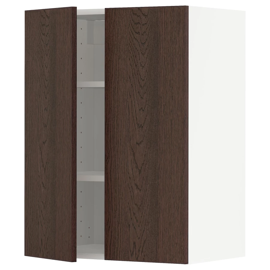 Навесной шкаф с полкой - METOD IKEA/ МЕТОД ИКЕА, 80х60 см, белый/коричневый (изображение №1)