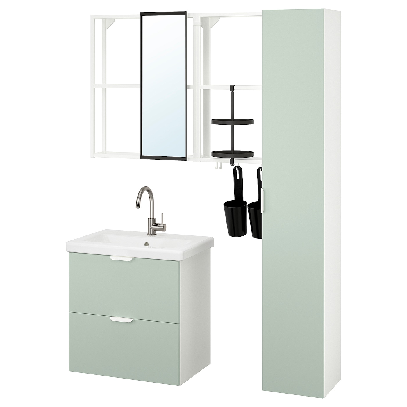 Комбинация для ванной - IKEA ENHET/TVÄLLEN/TVALLEN, 64х43х65 см, белый/светло-зеленый, ЭНХЕТ/ТВЭЛЛЕН ИКЕА