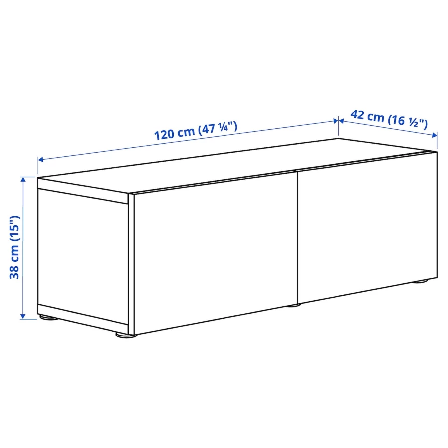 Шкаф - IKEA BESTÅ/BESTA/БЕСТО ИКЕА, 120x42x38 см, белый (изображение №4)