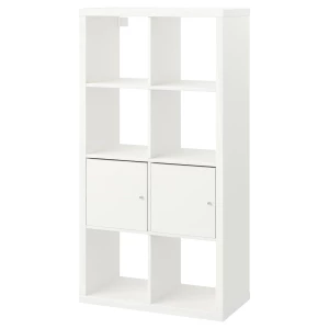 Стеллаж 8 ячеек с дверцами - IKEA KALLAX, 77х147 см, белый, КАЛЛАКС ИКЕА