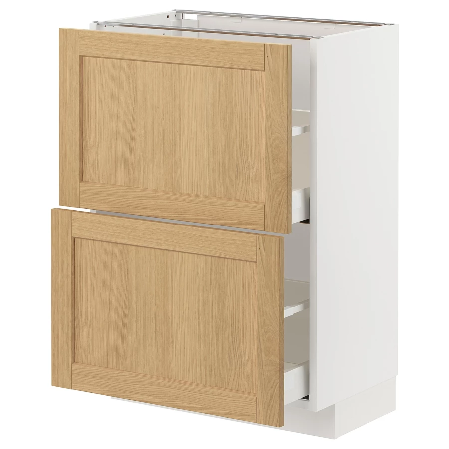 Напольный шкаф - METOD / MAXIMERA IKEA/ МЕТОД/ МАКСИМЕРА ИКЕА,  60х37 см, белый/под беленый дуб (изображение №1)