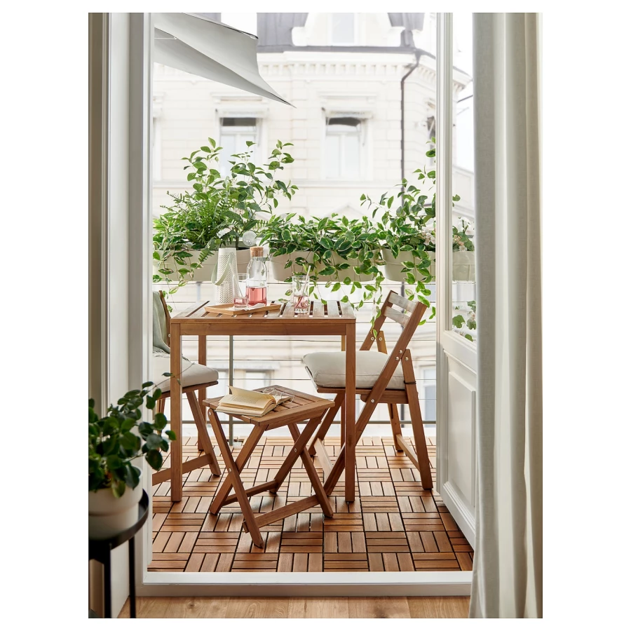 Табурет садовый, складной - IKEA NÄMMARÖ/NAMMARO, 37x45 см, светло-коричневый, НЭММАРО ИКЕА (изображение №5)