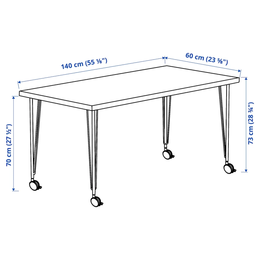 Письменный стол - IKEA LAGKAPTEN/KRILLE, 140х60 см, антрацит/белый, ЛАГКАПТЕН/КРИЛЛЕ ИКЕА (изображение №3)