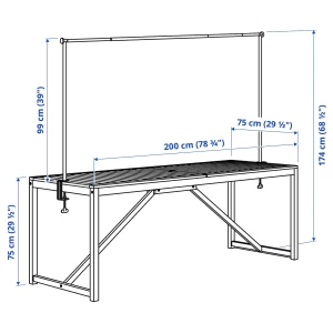 Второе фото. Стол с декоративной стойкой - IKEA NÄMMARÖ/HELGEÖ/NAMMARO/HELGEO ИКЕА, 75х200х75 см, коричневый