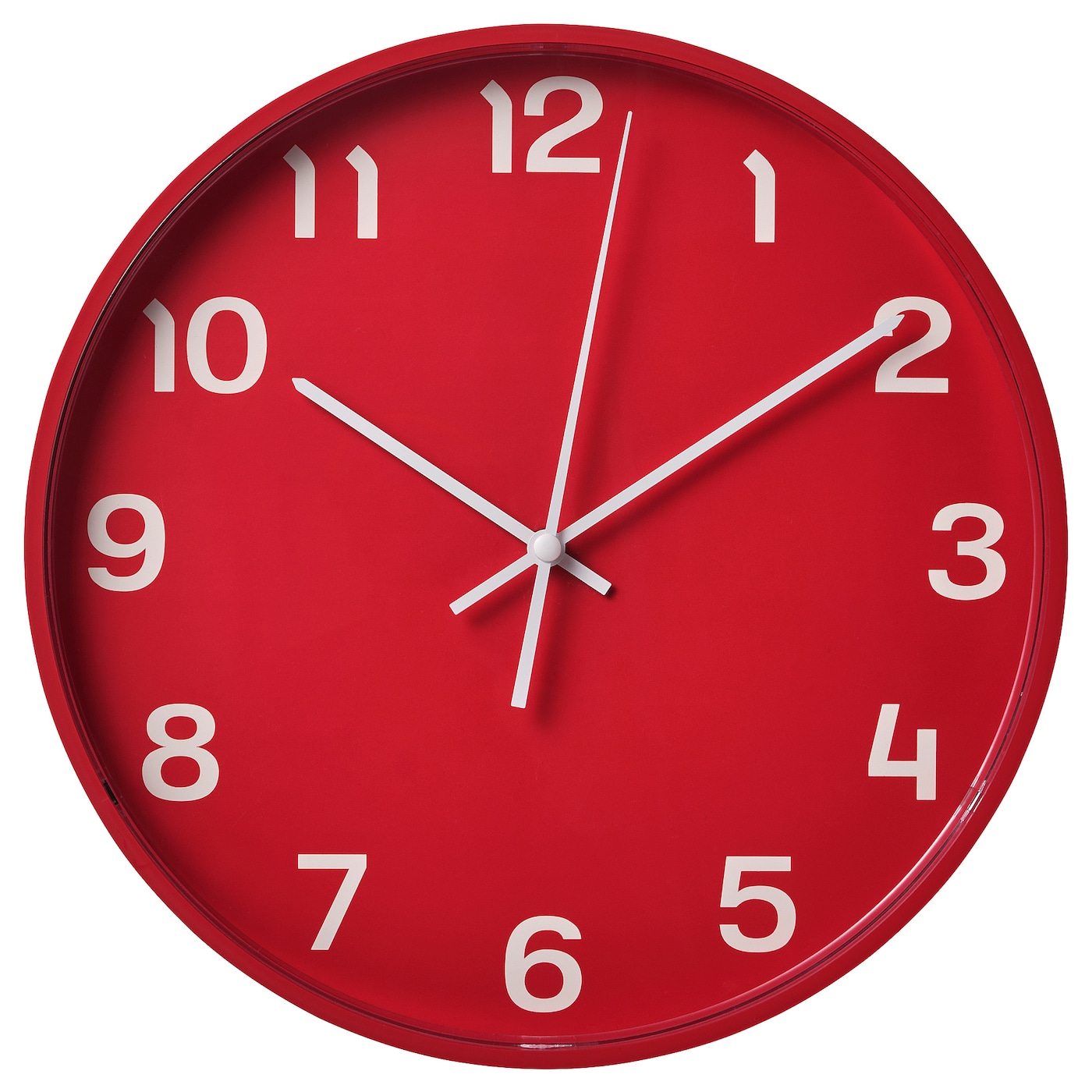 Настенные часы IKEA PLUTTIS/ПЛАТТИС ИКЕА, 28 см, белый/красный