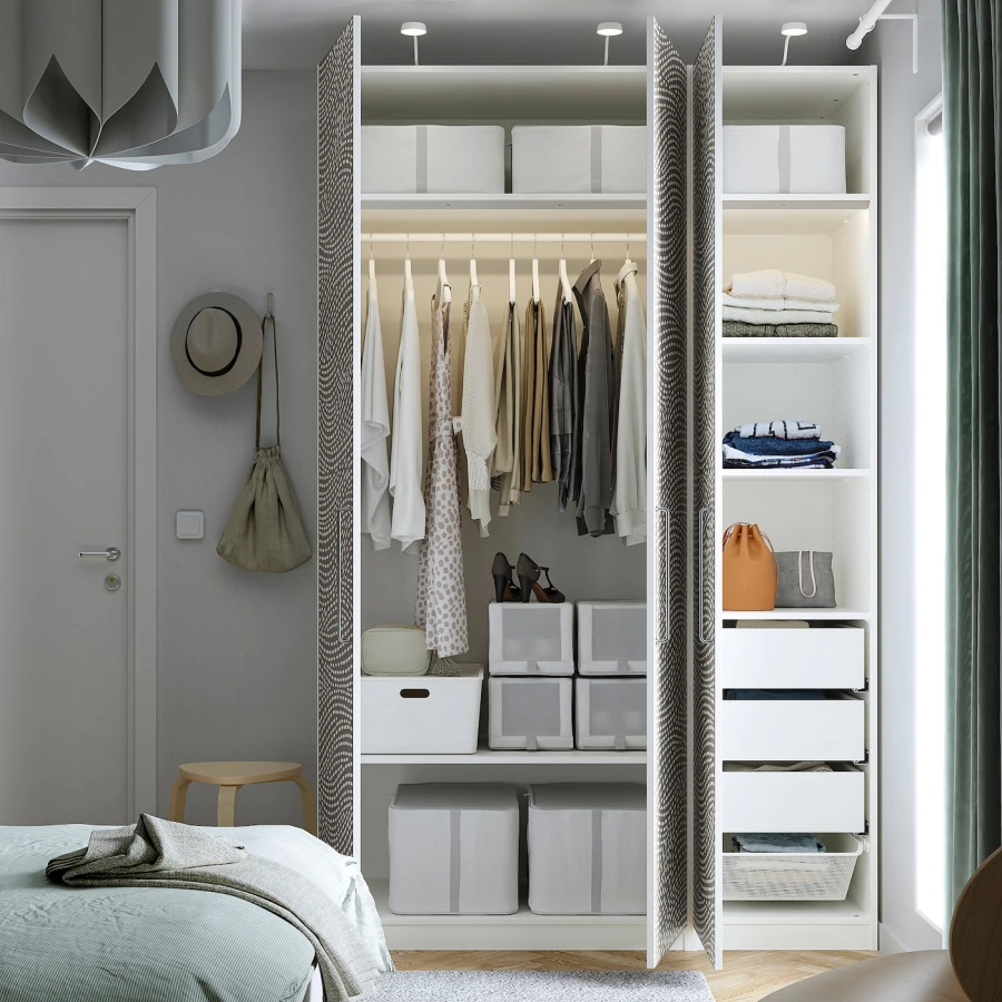 Шкаф - IKEA PAX/MISTUDDEN/ПАКС/МИСТУДДЕН ИКЕА, 60х150х236,4 см, белый/серый (изображение №3)