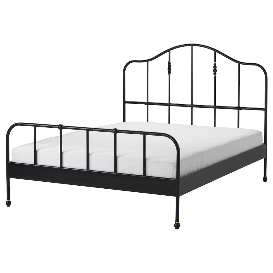 Двуспальная кровать - IKEA SAGSTUA/LINDBÅDEN/LINDBADEN, 200х160 см, черный, САГСТУА/ЛИНДБАДЕН ИКЕА (изображение №1)