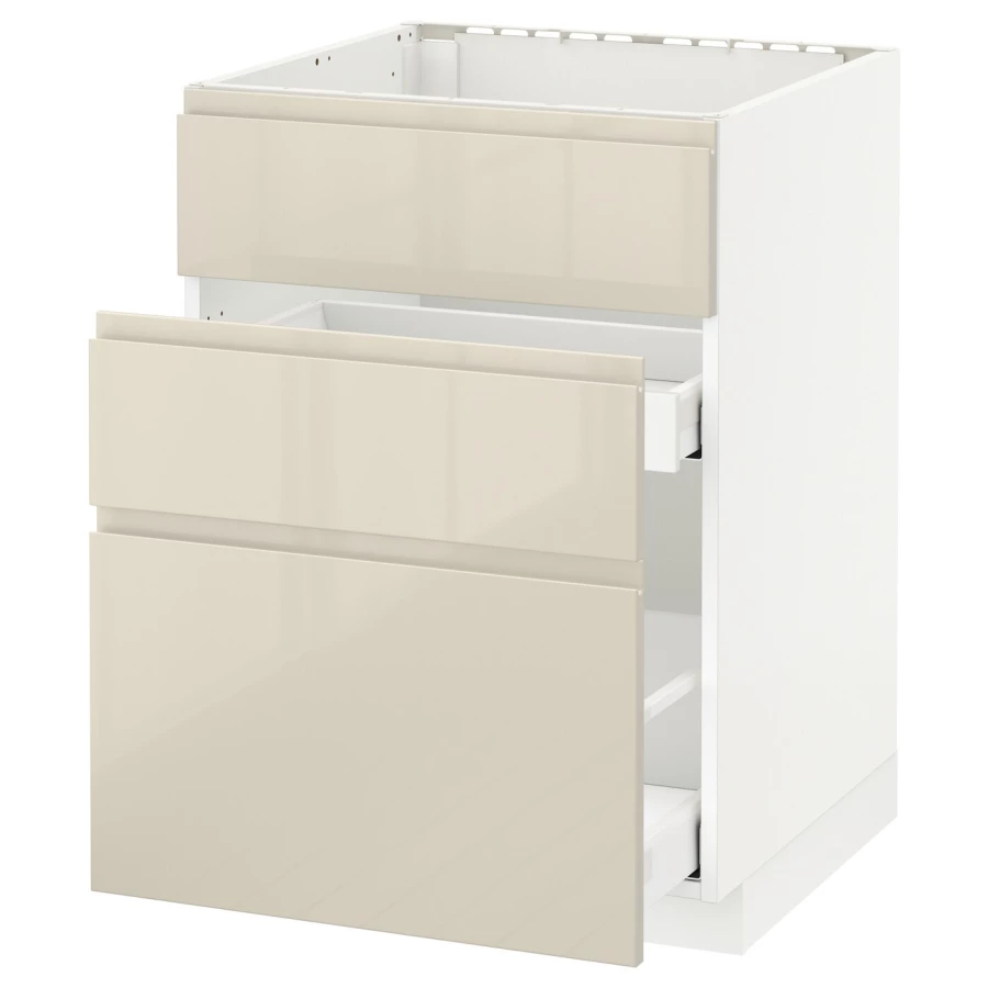 Напольный кухонный шкаф  - IKEA METOD MAXIMERA, 88x62,1x60см, белый/бежевый, МЕТОД МАКСИМЕРА ИКЕА (изображение №1)