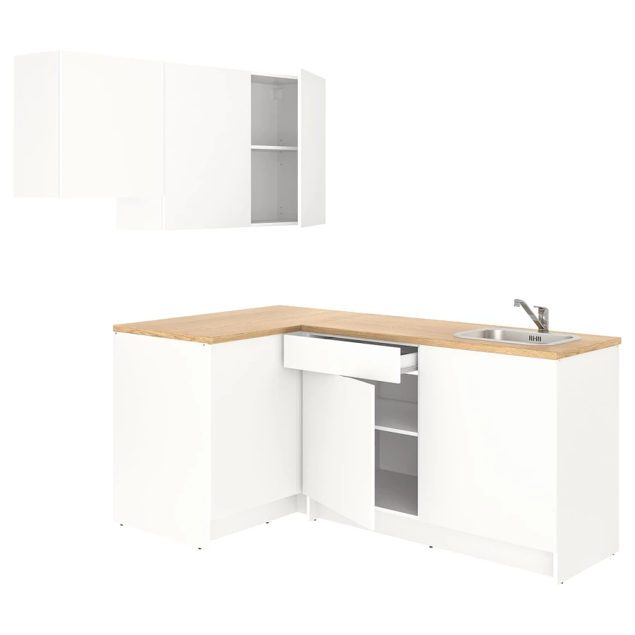 Комбинация кухонная угловая -  KNOXHULT IKEA/ КНОКСХУЛЬТ ИКЕА, 182х183х220 см, белый/бежевый (изображение №1)