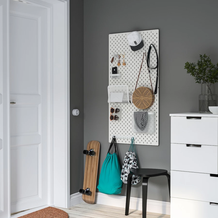 Комбинированная перфорированная доска  - SKÅDIS / SKАDIS IKEA/ СКОДИС ИКЕА,  56х56 см, белый (изображение №5)