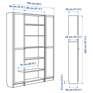 Второе фото. Книжный шкаф - BILLY / OXBERG IKEA/ БИЛЛИ/ ОКСБЕРГ ИКЕА,160х202 см, коричневый