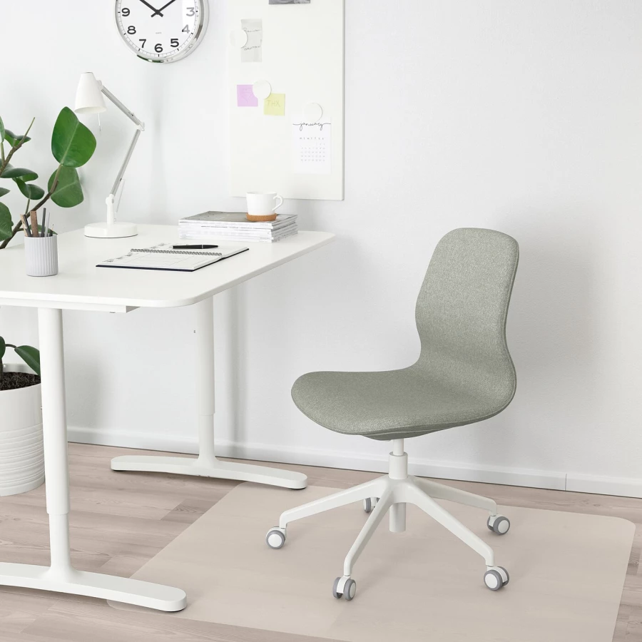 Офисный стул - IKEA LÅNGFJÄLL/LANGFJALL, 68x68x92см, серый/светло-серый, ЛОНГФЬЕЛЛЬ ИКЕА (изображение №2)