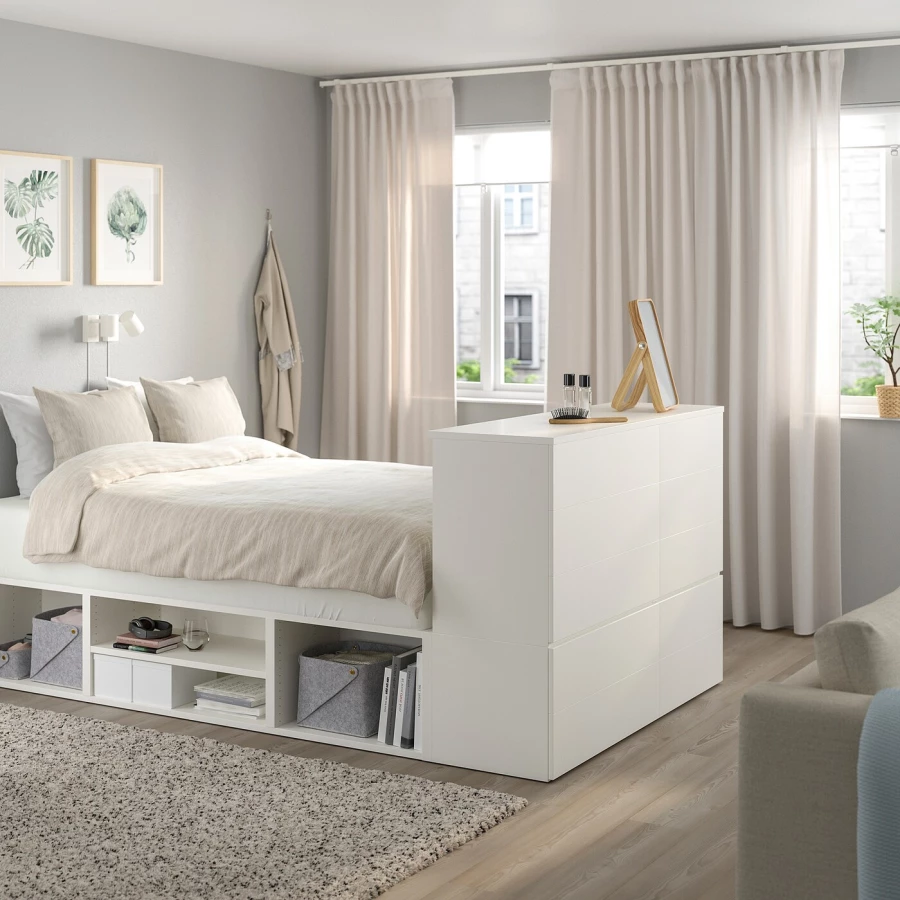 Каркас кровати с 10 ящиками - IKEA PLATSA, 200х140 см, белый, ПЛАТСА ИКЕА (изображение №3)