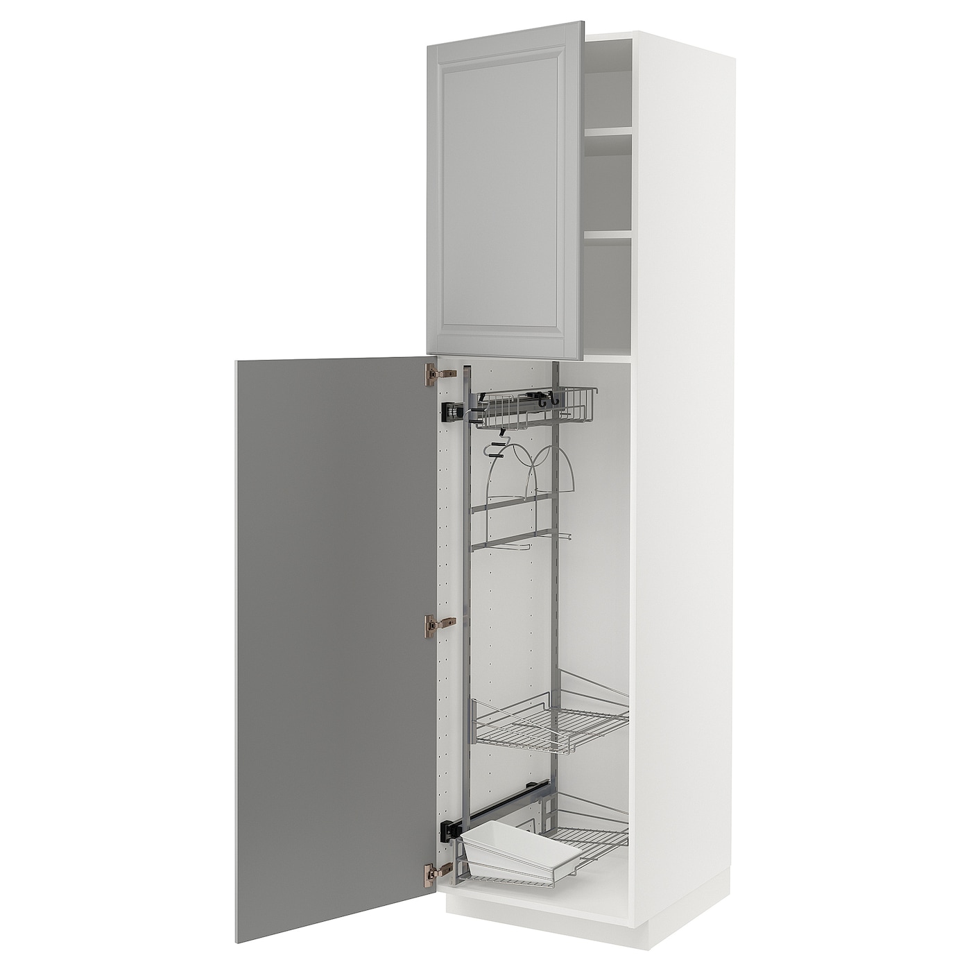 Высокий шкаф/бытовой - IKEA METOD/МЕТОД ИКЕА, 220х60х60 см, белый/серый