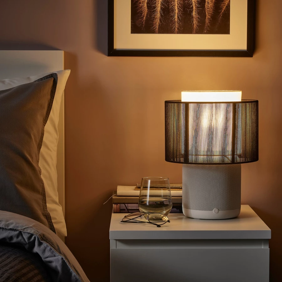 Колонка-лампа Wi-Fi - IKEA SYMFONISK, 40х25 см, белый/черный, СИМФОНИСК ИКЕА (изображение №4)