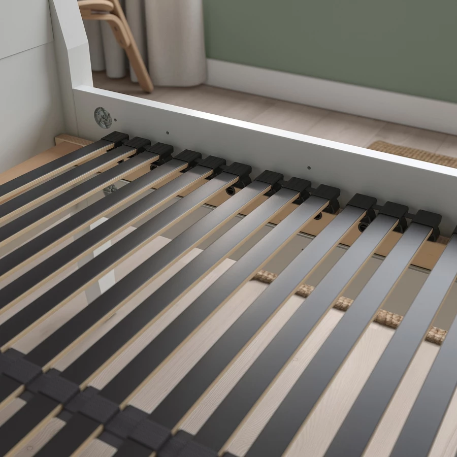 Нижняя часть кровати - LEIRSUND IKEA/ ЛЕЙРСУНД ИКЕА, 200х80 см, черный/коричневый (изображение №3)