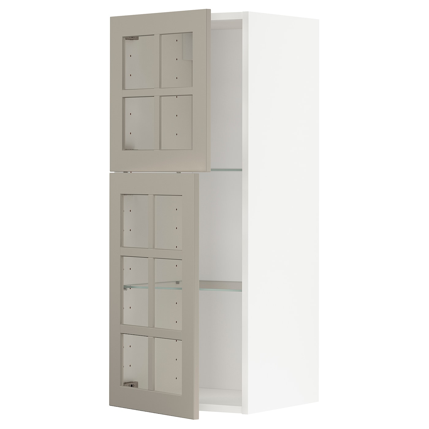 Шкаф и 2 стеклянные двери -  METOD IKEA/ МЕТОД ИКЕА, 100х40 см, белый/бежевый