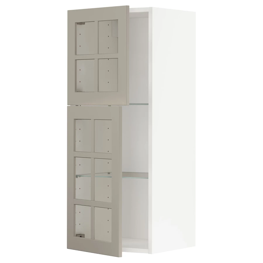 Шкаф и 2 стеклянные двери -  METOD IKEA/ МЕТОД ИКЕА, 100х40 см, белый/бежевый (изображение №1)