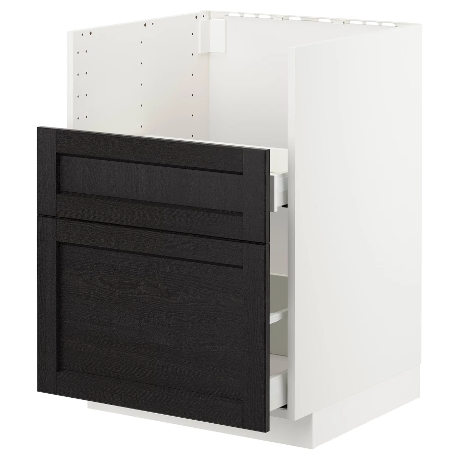 Напольный шкаф - METOD / MAXIMERA IKEA/ МЕТОД/ МАКСИМЕРА ИКЕА,  88х60 см, белый/черный (изображение №1)